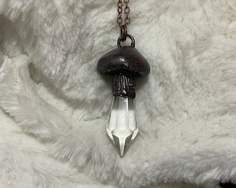 Electroformed Suncatcher Mushroom Necklace