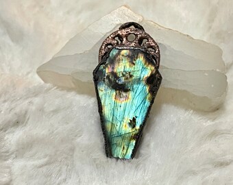 Electroformed Labradorite Coffin Necklace