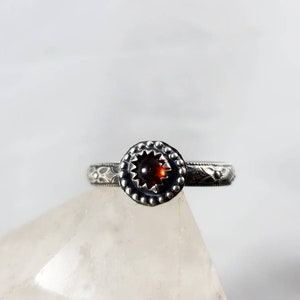 Sterling Silver Garnet Stacker Ring