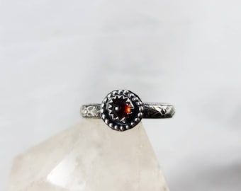 Sterling Silver Garnet Stacker Ring