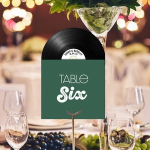 10 insegne personalizzate con nome per tavolo da matrimonio a tema musica/vinile, insegne per tavolo musicale, insegne per tavolo dei dischi
