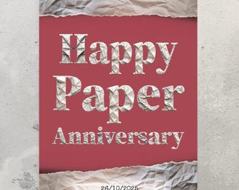 1st Anniversary Card: Origami Paper, Personalized Option
