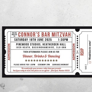 50 weiße Karte Kino Hochzeitseinladungen / Film / Film Ticket-Stil Hochzeitseinladungen