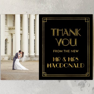 50 great Gatsby thème mariage merci cartes personnalisées avec votre photo