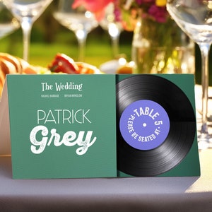 50 gepersonaliseerde vinylplaten/muziekthema plaatsnamen bruiloft | Naamkaartjes bruiloft tafel | couverts bruiloft tafelmuziek