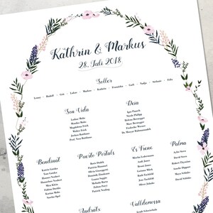 Plan de mesa de boda con temática floral personalizada - Cartel / Tablero