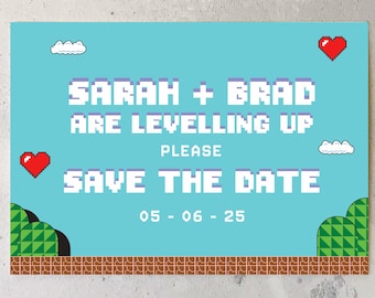50 retro gaming-save-the-date-magneten / kaarten / gamethema-save the date-magneten bruiloft / Save The Date-kaarten / Bedankkaarten