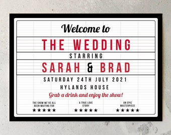 Cinema themed Wedding Welcome Sign,  / Film/ Movie / Theatre / Hollywood themed Wedding welcome sign