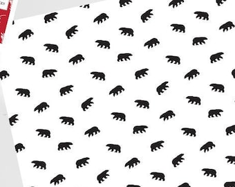White and black Polar Bear pattern Gift Wrap x 2 sheets, Polar Bear Christmas Wrapping Paper, Christmas Gift Wrap, Christmas print Gift Wrap