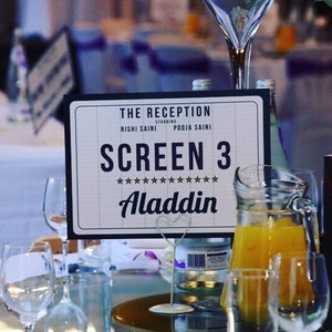 10 gepersonaliseerde bioscoop-/film-/filmthema-naamborden bruiloftstafels borden bioscooptafels filmtafelborden