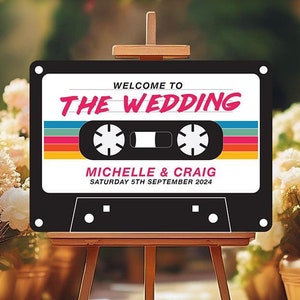 "Mix Tape ""Hochzeit Willkommen""-Schild, / Musik / Kassette Tonband / Hochzeit Willkommensschild ""80s""."