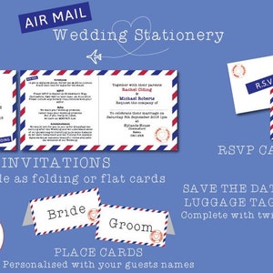Airmail / Destination Wedding Invitations P&P + Envelopes Included ...