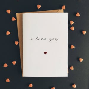 Ich liebe dich 5'x7' Karte. Umschlag enthalten. Valentinstag-Karte. Rot vereitelte Valentinskarte
