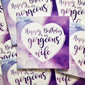Verjaardagskaart aquarel wasvrouw paars + envelop