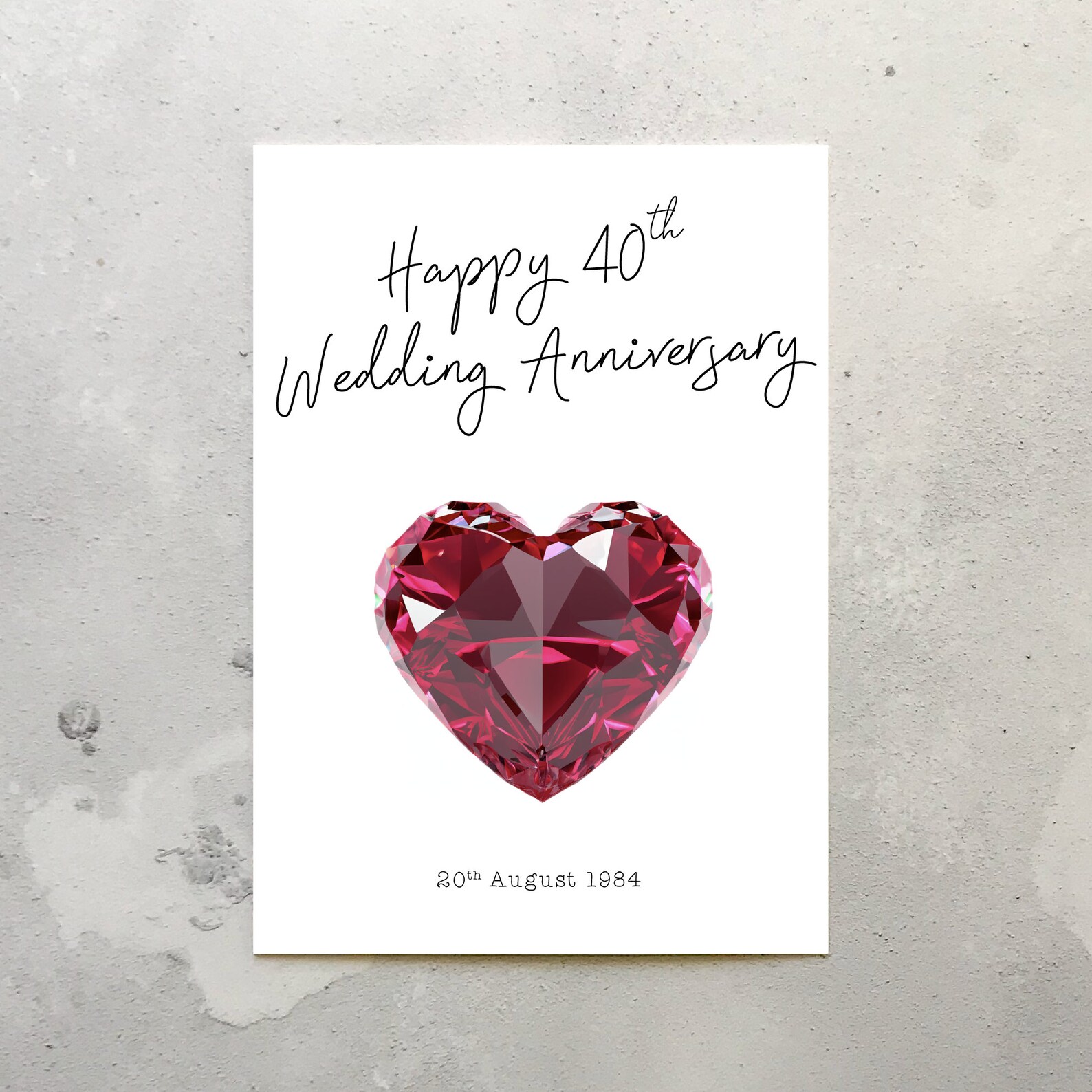 40th Wedding Anniversary Card. 40th Wedding Anniversary Ruby Heart Card ...