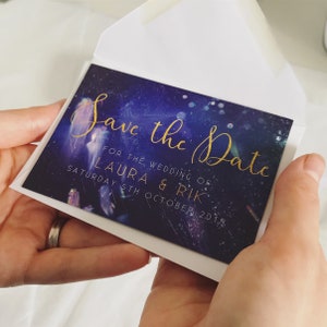 Blue and Gold Save the Date Magnets / Cards
