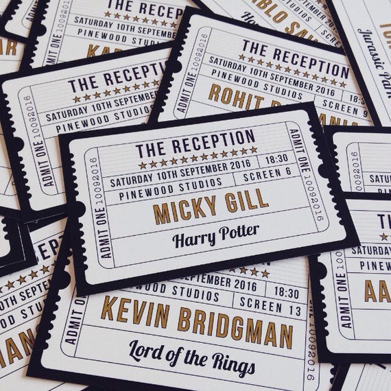 50 Flat Movie / Cinema / Film themed table place cards Etsy