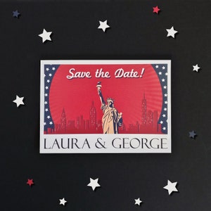 PRINTED Vintage New York Postcard Wedding Save the Date / Wedding Invitation image 2