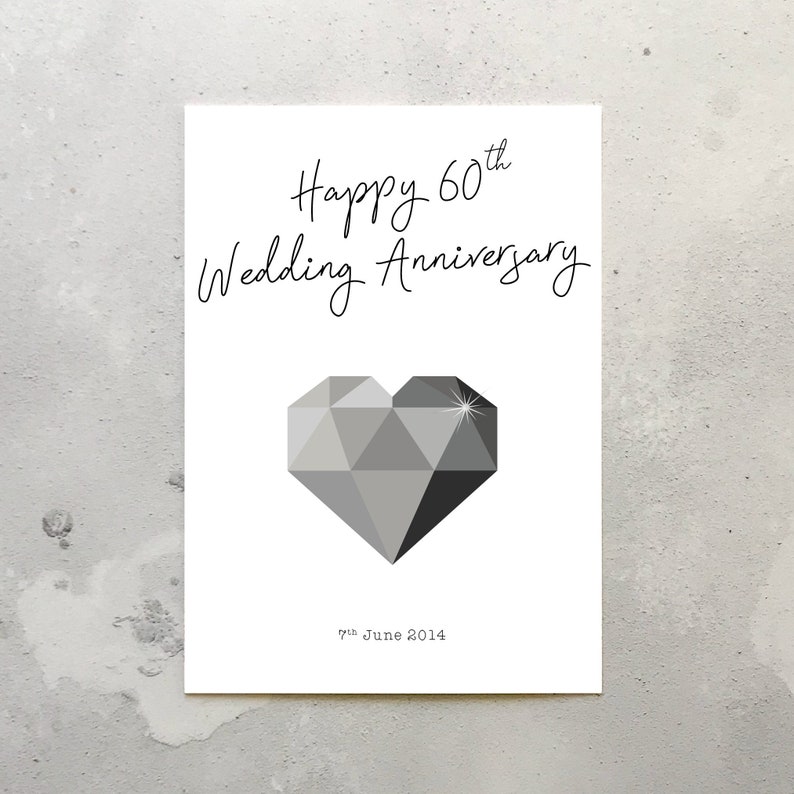 60th Wedding Anniversary Card 60th Wedding Anniversary Etsy