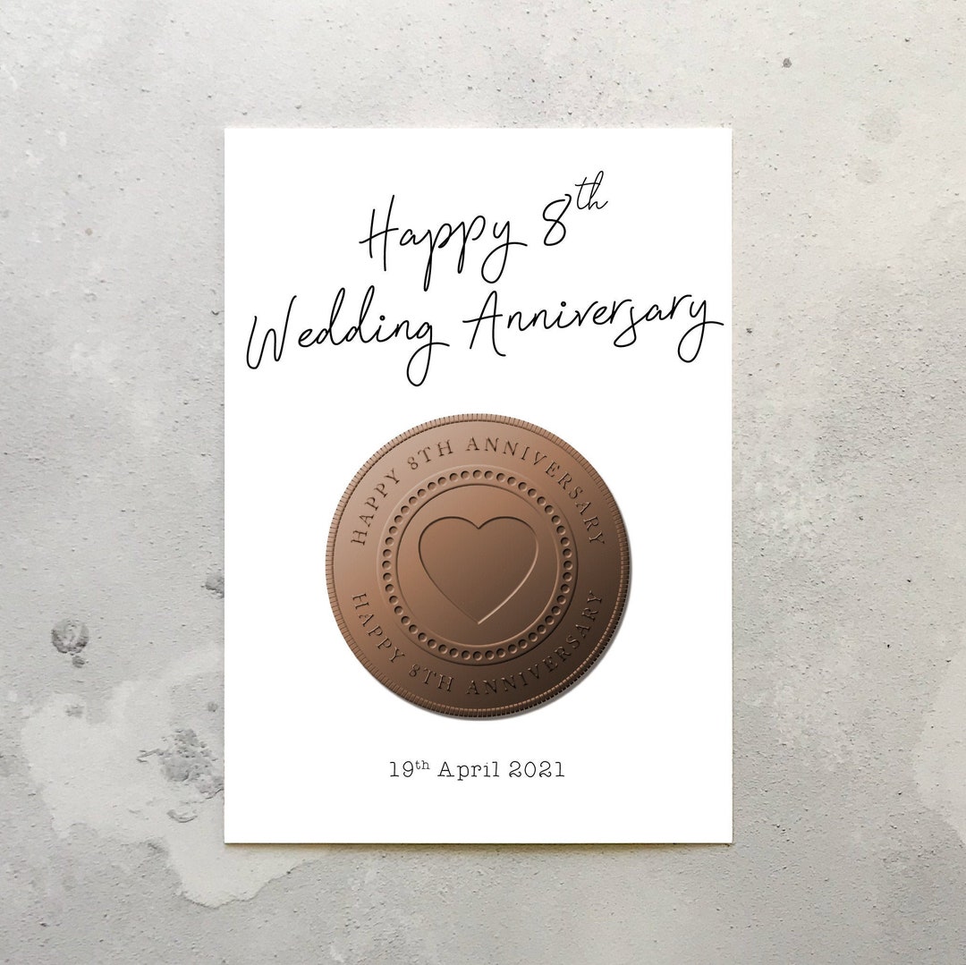 8th Wedding Anniversary Card. 8th Wedding Anniversary Bronze - Etsy