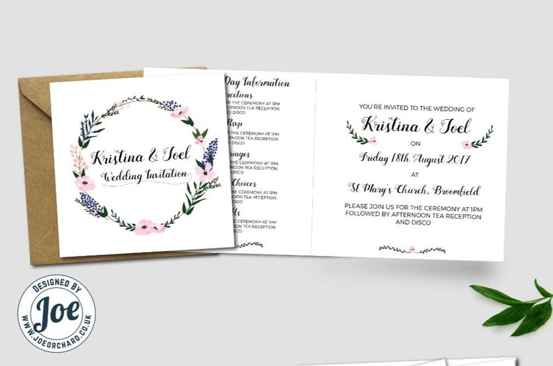 Floral personalised folding Wedding Invitations Envelopes image 2