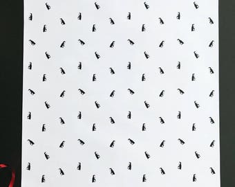Penguin pattern Gift Wrap x 2 sheets, Penguin Christmas Wrapping Paper, Christmas Gift Wrap, Christmas print Gift Wrap