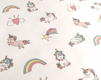 Papel de regalo de unicornio x 2 hojas, papel de regalo de unicornio, papel de regalo de unicornio personalizado, papel de regalo para niños con estampado de unicornio