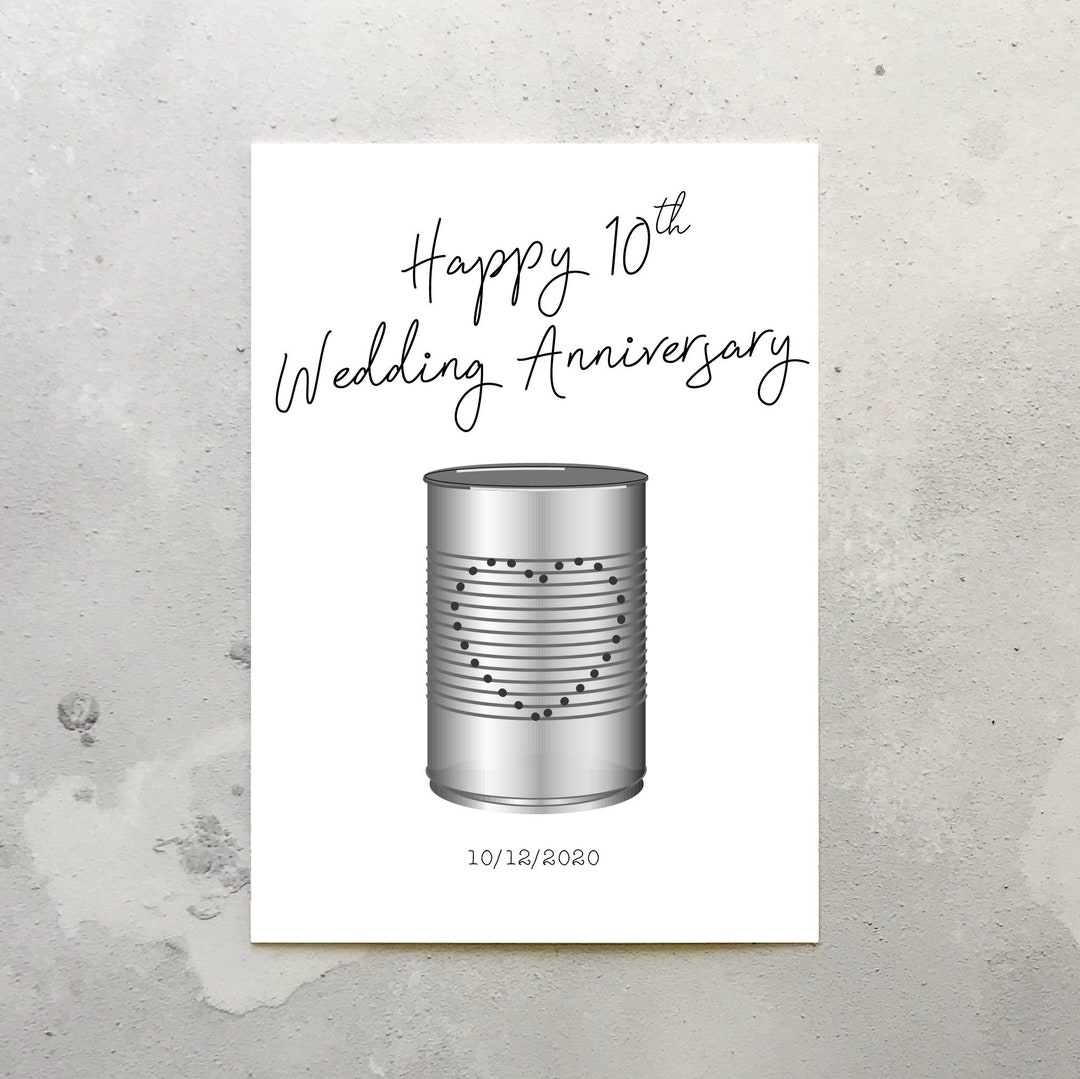 10th Wedding Anniversary Card. 10th Wedding Anniversary Tin Heart Card ...