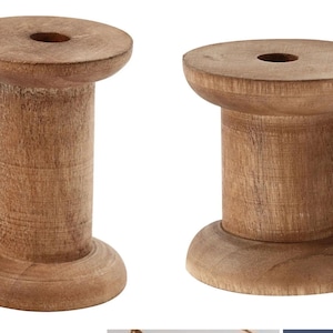 5 Spools Wooden Natural Vintage Stained Wood Empty Thread Reel Bobbin
