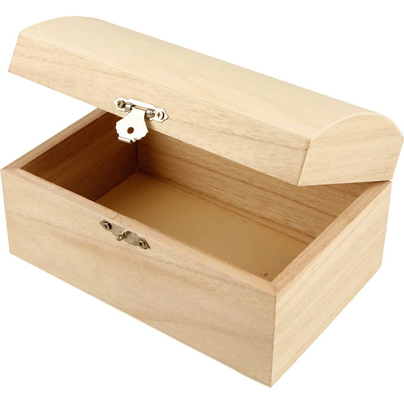 Small Wooden Treasure Chest Jewellery Trinket Box To Paint & Decorate 16 x 11 x 8 cm image 1