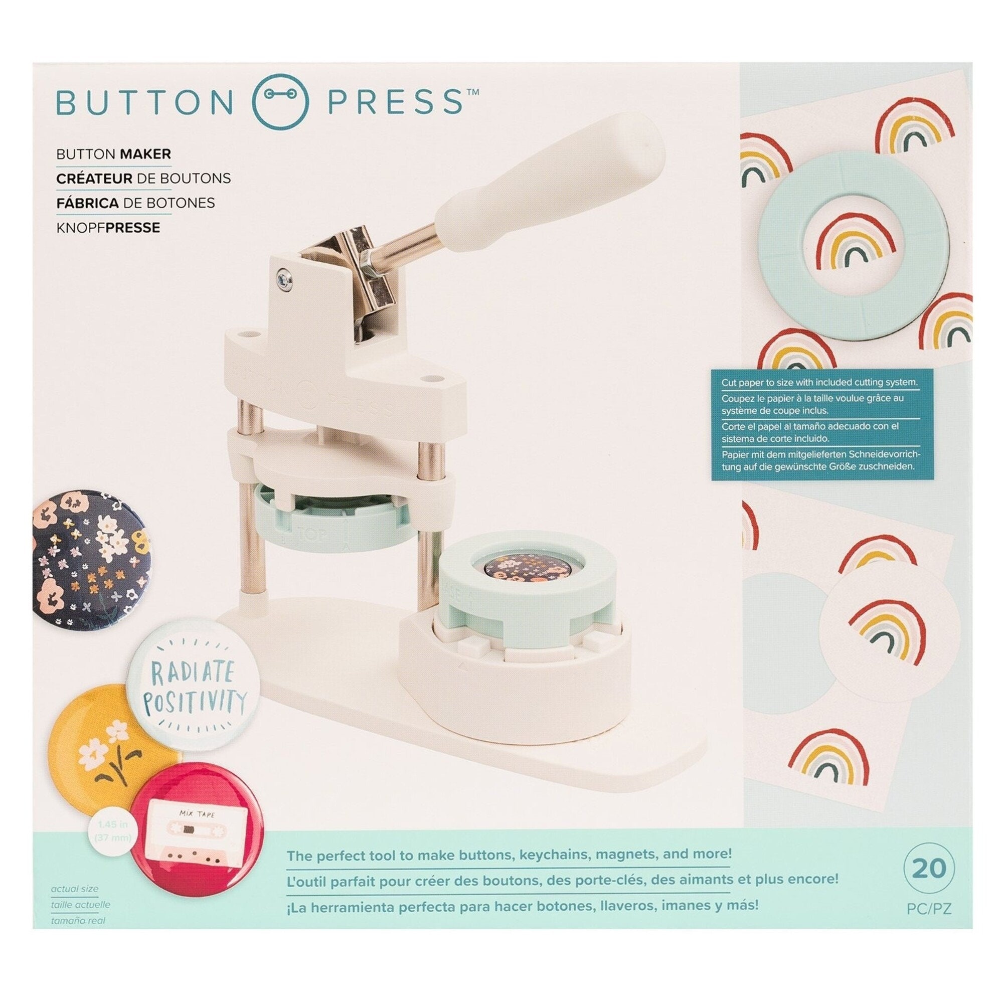 We R Memory Keepers Button Press Insert Circle Small, Fastners Plastic Arts  Crafts Supplies Notion Paper Supplies DIY Buttons Button Adjustable Manual