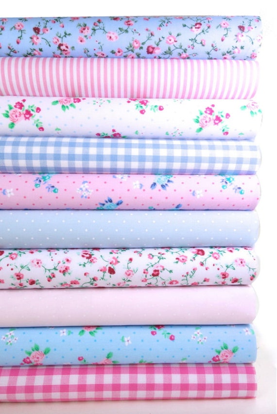 Fabric bundles Fat Quarters Polycotton Vintage Roses Gingham Spots Craft