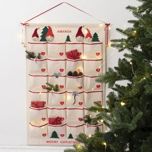 Personalisieren Adventskalender hängen Canvas Organizer Natürliche Taschen Weihnachtsfüller