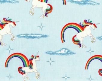 Riley Blake Cotton Fabric Unicorns & Rainbows Bunting Quilting Interior Clothing