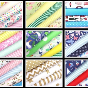 Children's Patterned Fabric bundles Fat Quarters Polycotton Material Kids Craft