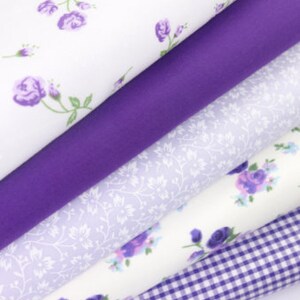 Stoffpaket Fat Quarters Polycotton Vintage Rosen Gingham Punkte Handwerk Purple * 5