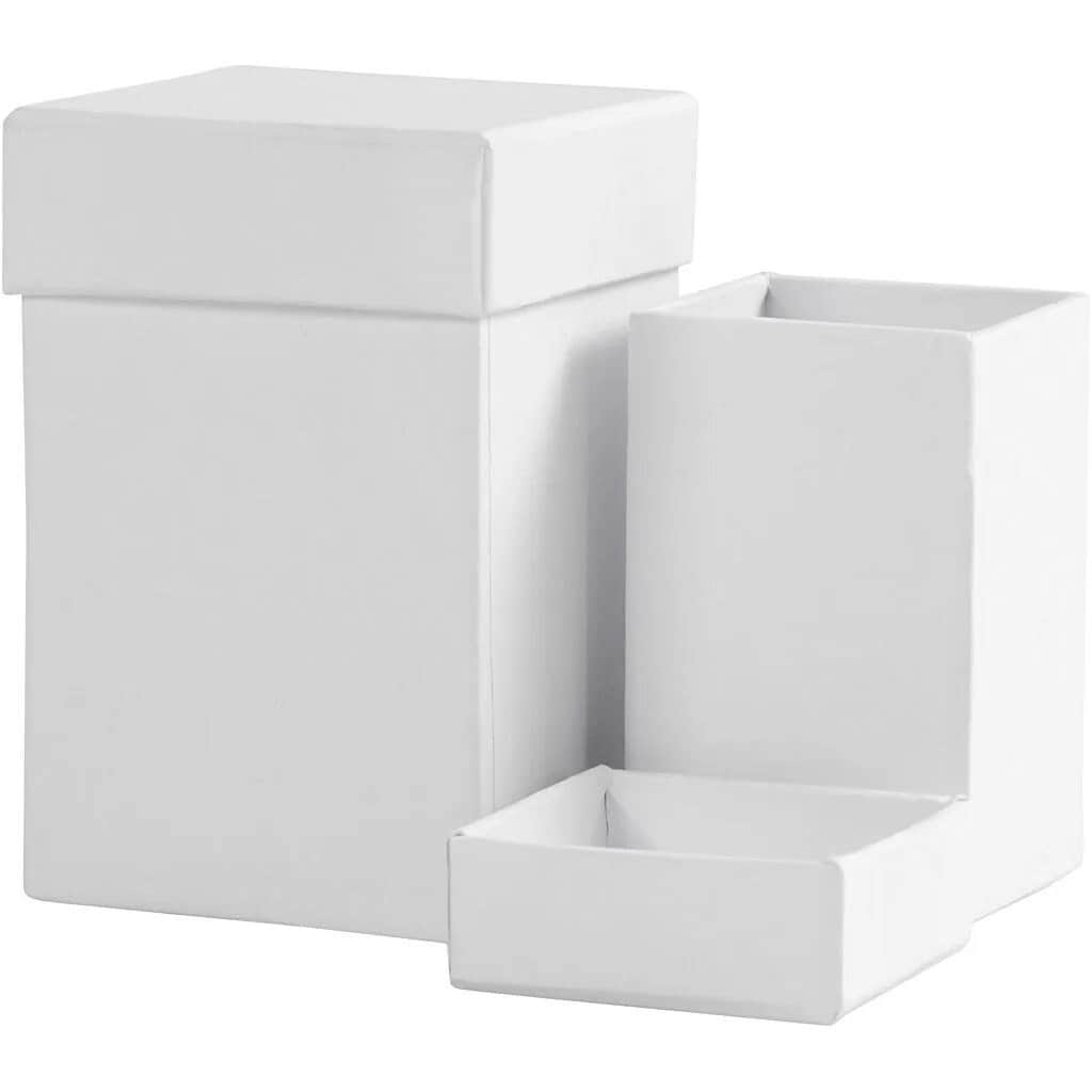 White Paper Mache Card Boxes 7cm 9cm | Gift Storage Decorate