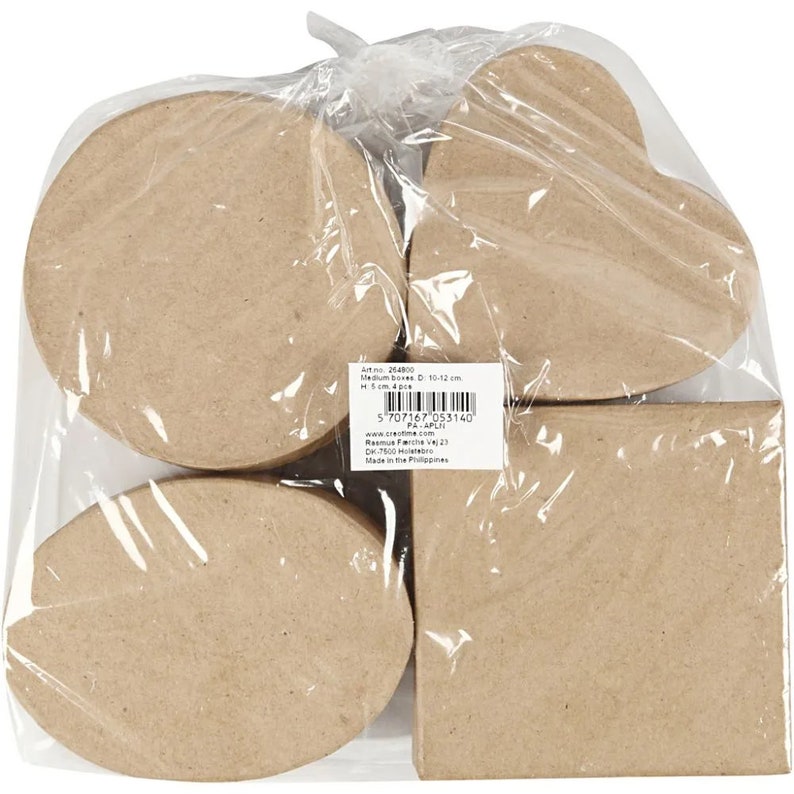 4 Assorted Boxes Natural Paper Mache Card Boxes Gift Storage Etsy