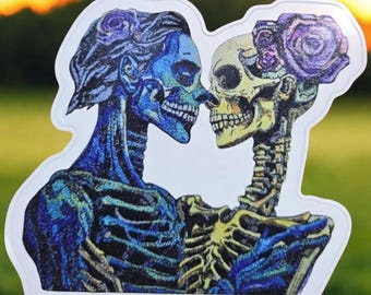 Till Death and Beyond Skeleton Couple Vinyl Sticker | Gothic Romance Decal