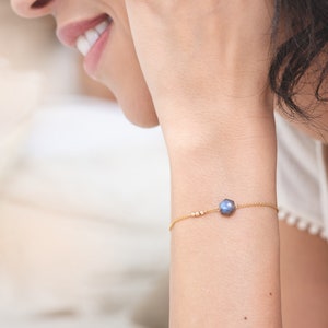 CROATIA Bracelet 14k Gold-Filled with natural Labradorite, Pearl bracelet, Labradorite bracelet image 1