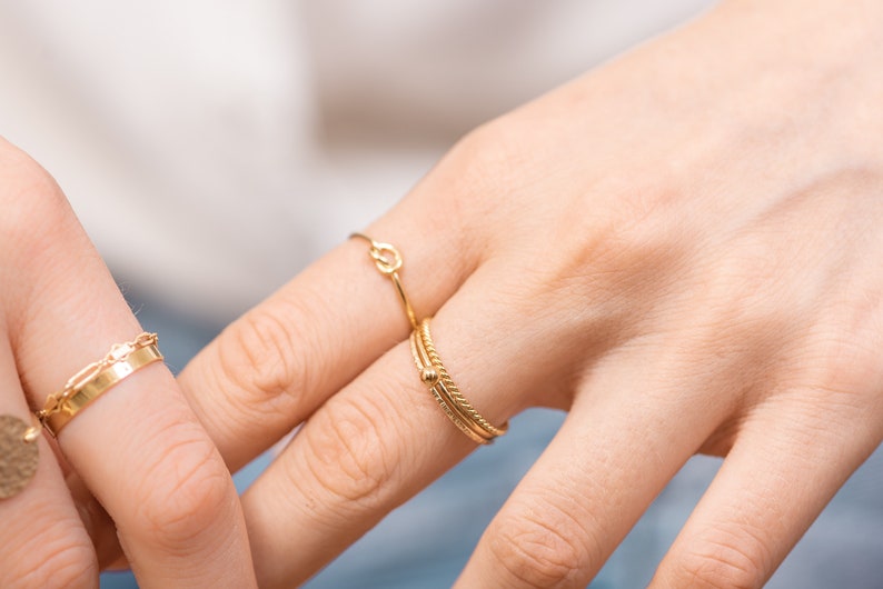 HONDURAS ring in 14k Gold-Filled, Stacking elegant ring set image 4