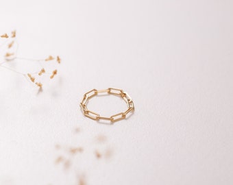 BALI dainty ring in 14k gold filled, Gold chain ring, Minimalist ring