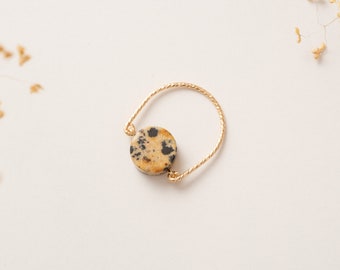 PARIS 14k Gold filled Ring with natural Dalmatian Jasper gemstone