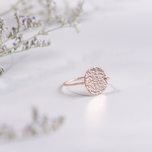 MOROCCO dainty hammered ring in 14k rose gold filled, Circle ring