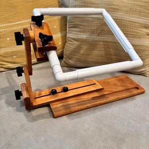 ZFCL A | K's Creations Stained Adjustable Z-Frame Lap Frame Needlework Stand | Holds Qsnaps, Stretcher Bars, & Scroll Frames up to 22"