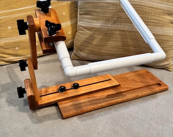 ZFCL A | K's Creations Stained Adjustable Z-Frame Lap Frame Needlework Stand | Holds Qsnaps, Stretcher Bars, & Scroll Frames up to 22"