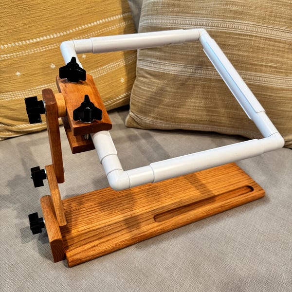 ZFCL | K's Creations Stained  Z-Frame Lap Frame Needlework Stand | Holds Qsnaps, Stretcher Bars, & Scroll Frames up to 22"
