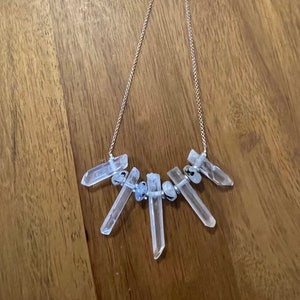 Quartz Crystal, and Moonstone Tourmaline, Sterling Silver, Necklace