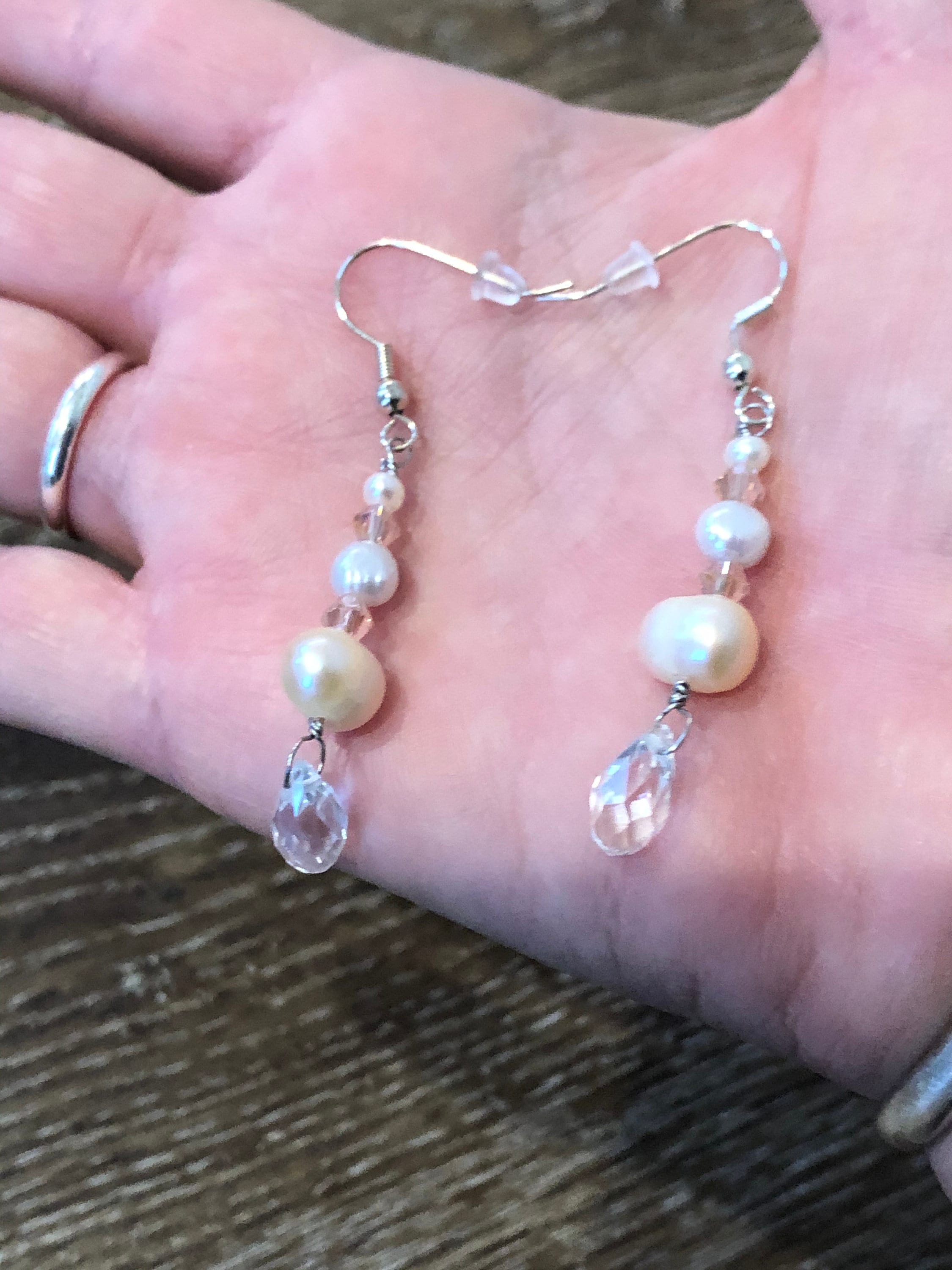 Pearl, Swarovski Crystal, Crystal, Dangle, Sterling Silver, Earrings Etsy