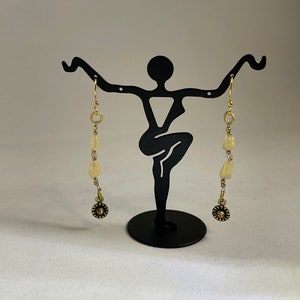Yellow, Opal, Charm, Dangle, Yellow Gold, Earrings